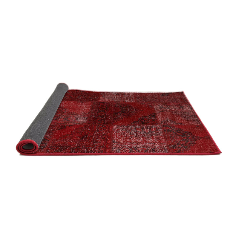 Tapis de zone rouge contemporaine, Rond 6 pi
