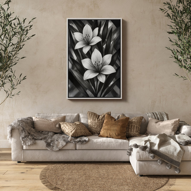 Art mural encadré abstrait rétro antique classique pour chambre à coucher, H 36 po x l 24 po, Blanc