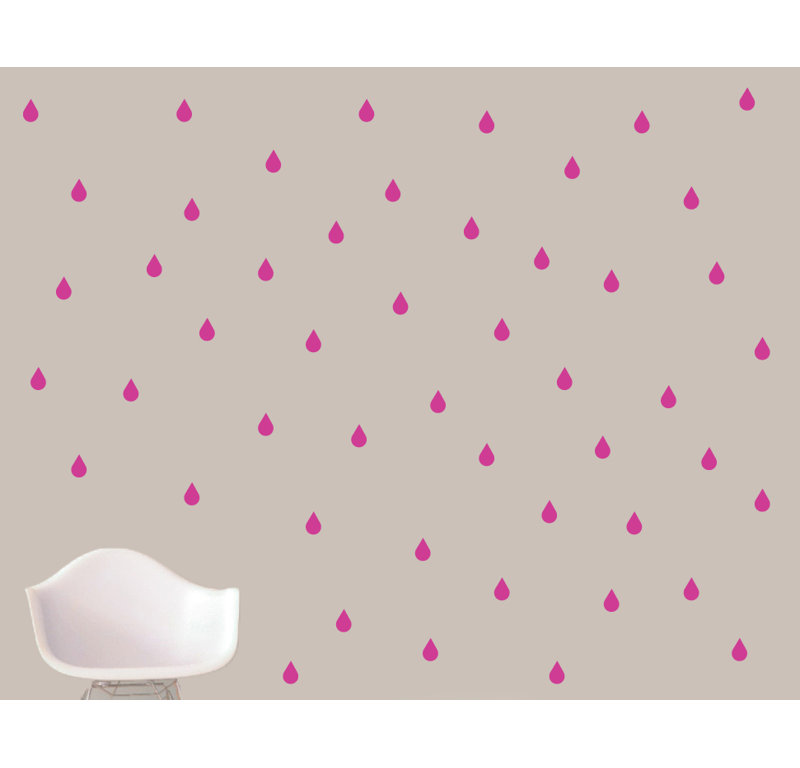 Décalcomanie murale raindrops, Rose vif