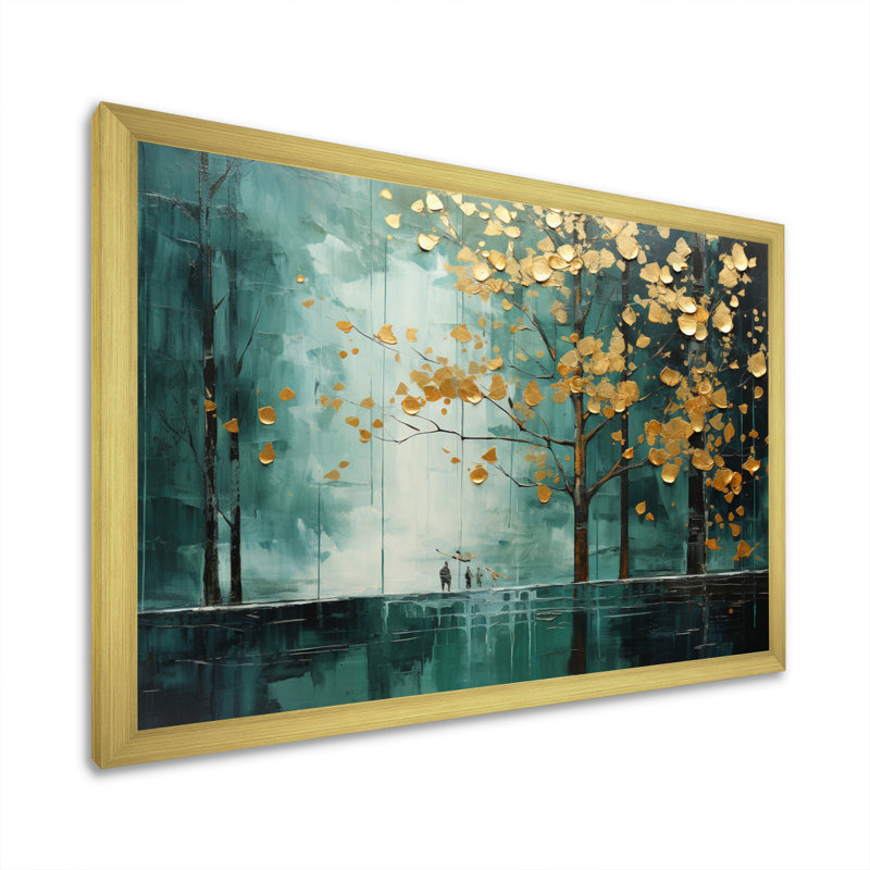 Auvent émeraude Bold Forest I - impression, H 12 po x l 20 po x P 1 po, Cadre doré simple