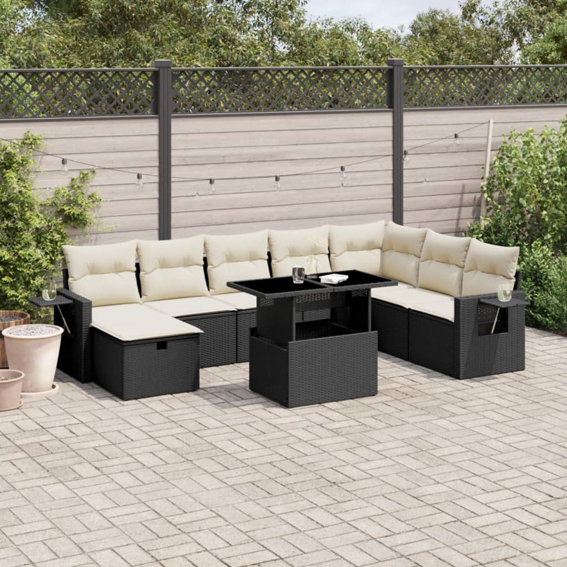 Ensemble de canapé de jardin en rotin PE 9 pièces Vidaxl