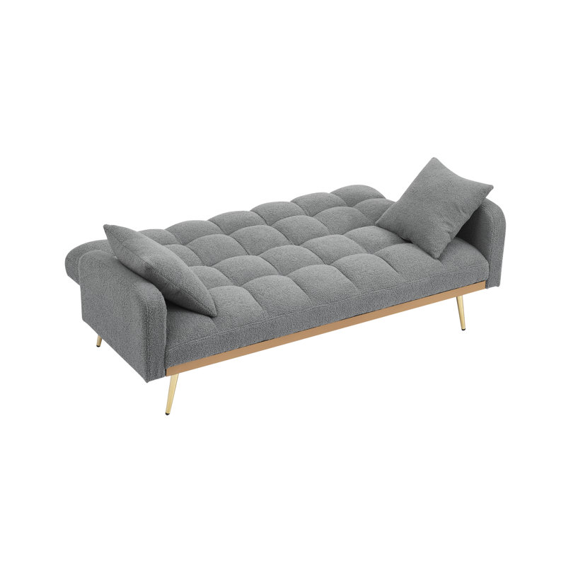 Lit réglable gris de 69 pouces pour petit salon et chambre à coucher - siège en bois massif avec structure en bois massif