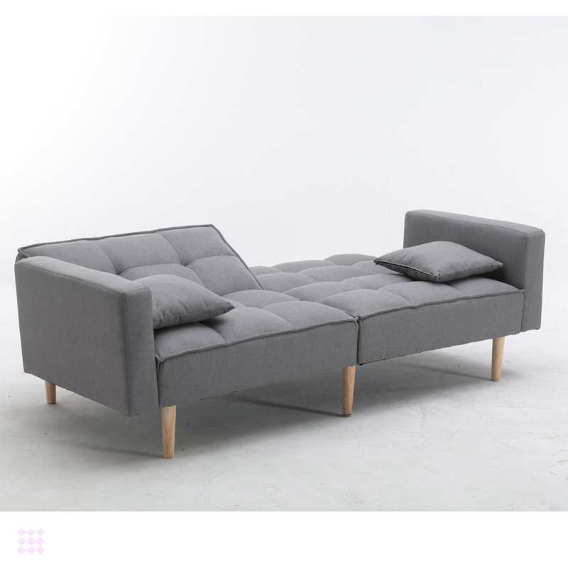 Canapé-lit convertible futon pour le salon, Mélange de lin gris clair