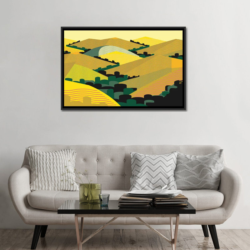 «California Hills», impression sur toile, H 18 po x l 26 po x P 1,5 po, Toile avec cadre noir, Pas de tapis