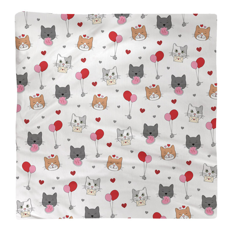 No Pattern Square Napkin, 22" x 22", White/Red/Gray, Cotton
