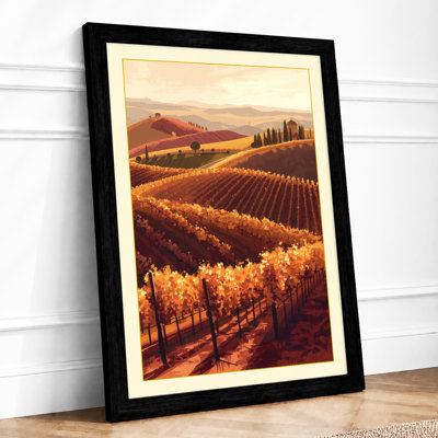 Golden Vineyard Light Rustic - Framed Print