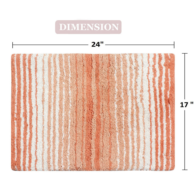 Griffie Plush 100 % Cotton Bath Rug, Single - 17" L x 24" W, Coral