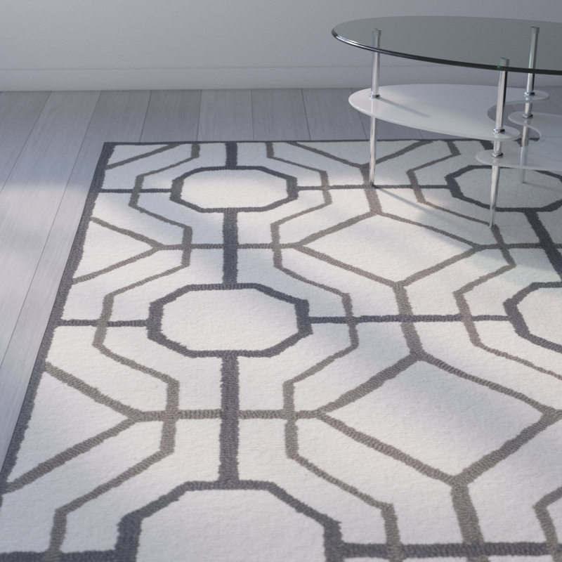 Naya Hand Hooked Performance Geometric Rug, Rectangle 3'6" x 5'6"