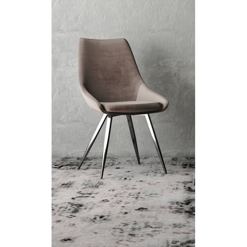 Anaias Velvet Upholstered Side Chair, Beige