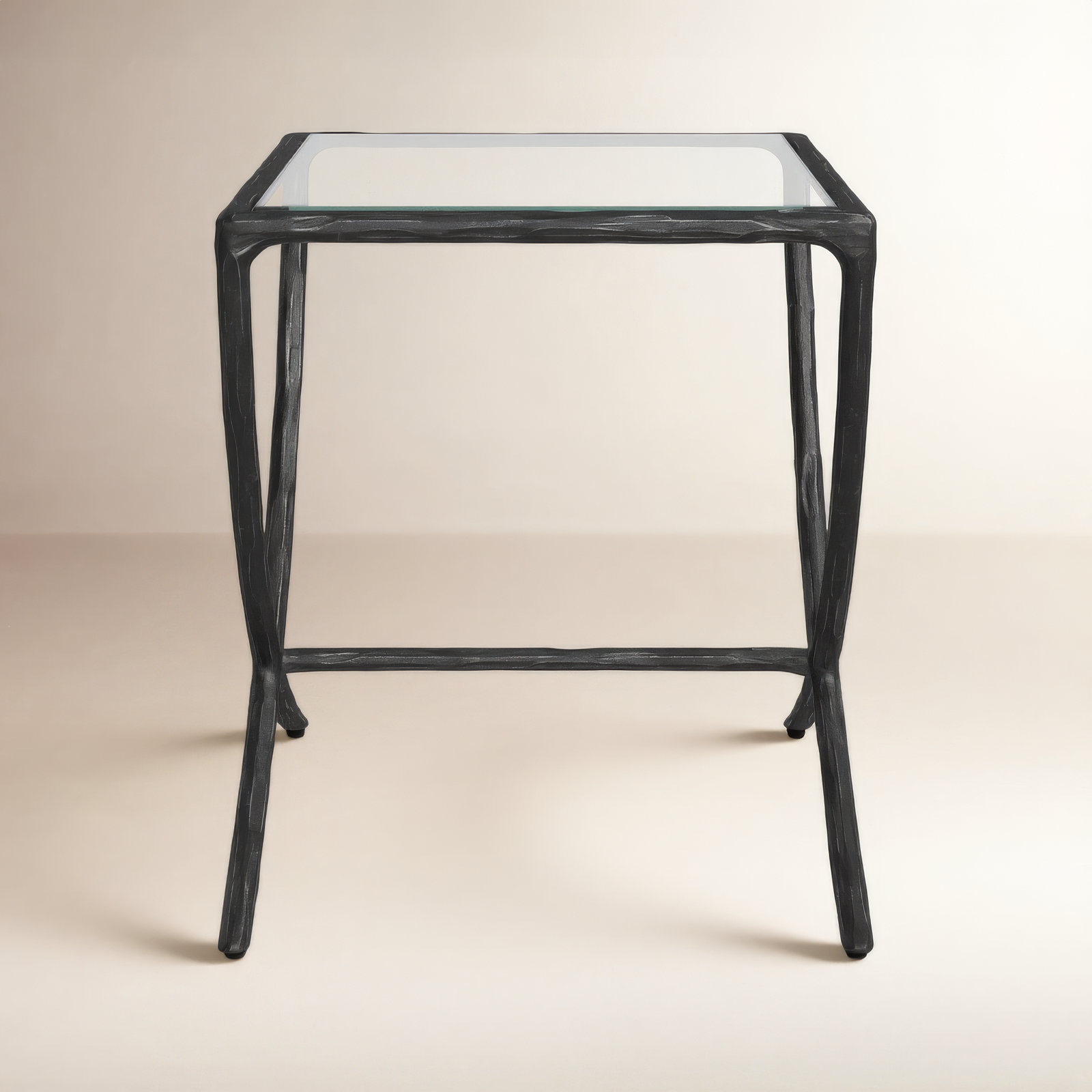 Evelynn Glass End Table, Black
