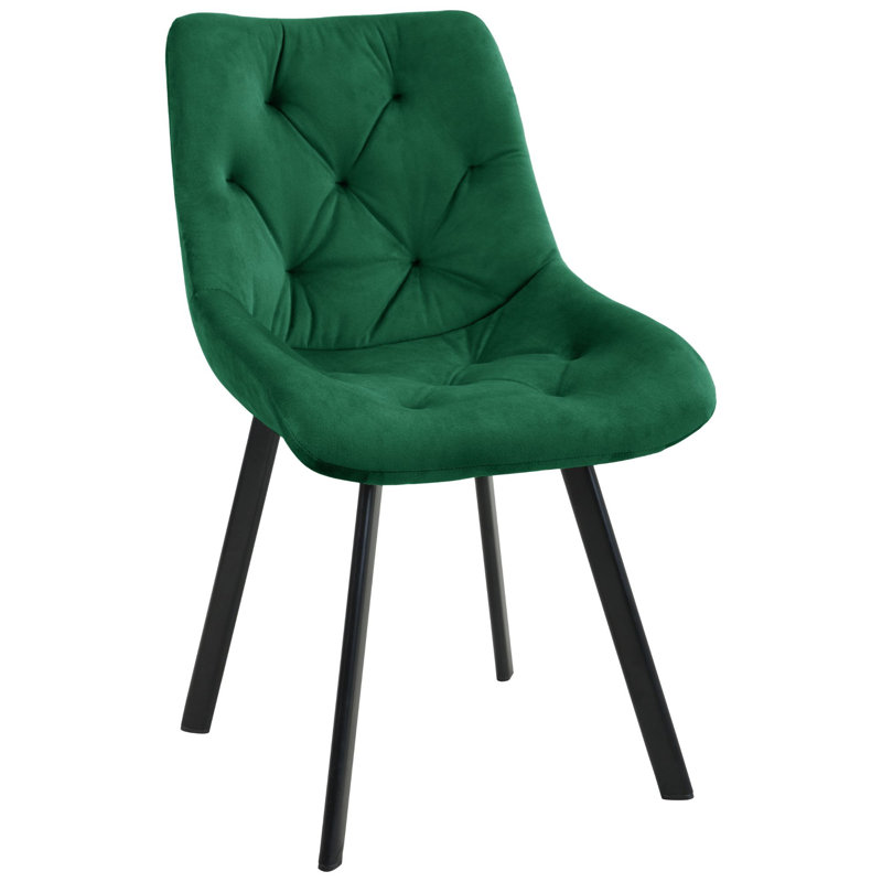 Montegut 49cm H Tufted Velvet Upholstered Upholstered Back Side Chair in Green