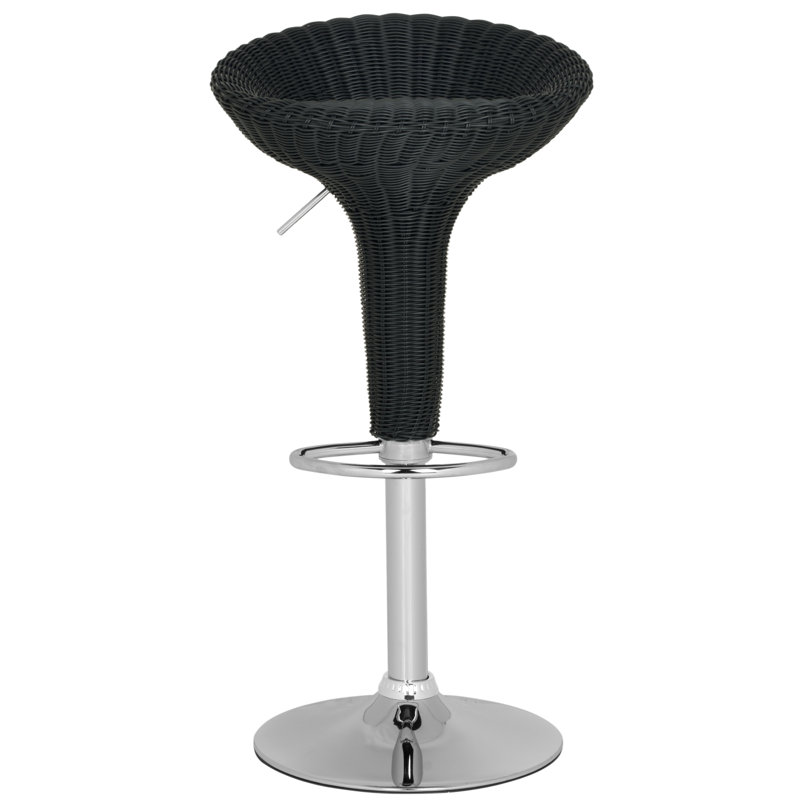 Zeba Swivel Adjustable Height Counter Stool with Metal Frame, Wicker Black
