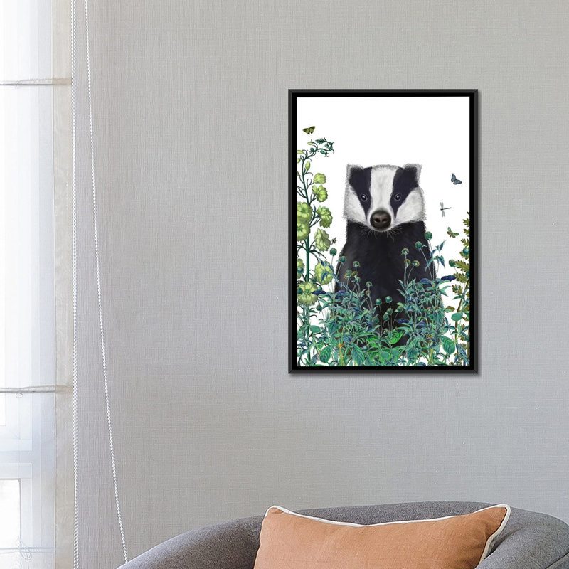 « badger minstrel ii », impression sur toile tendue, H 26 po x l 18 po x P 1,5 po, Toile avec cadre noir, Pas de tapis