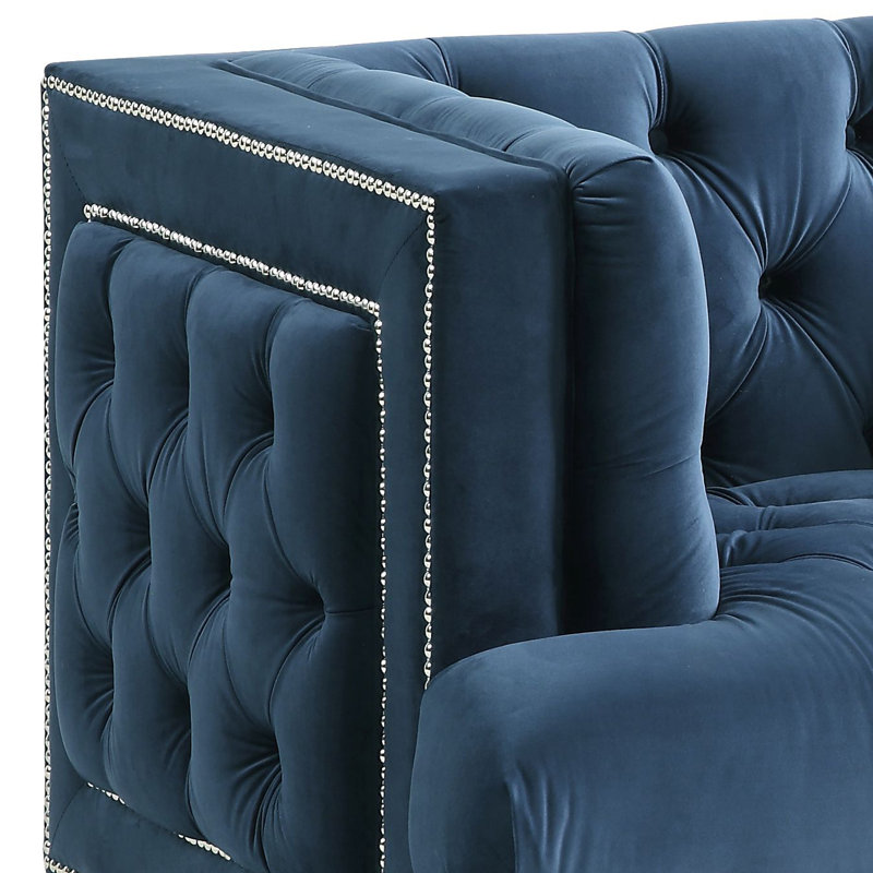 Chaise Ansario, Velours bleu