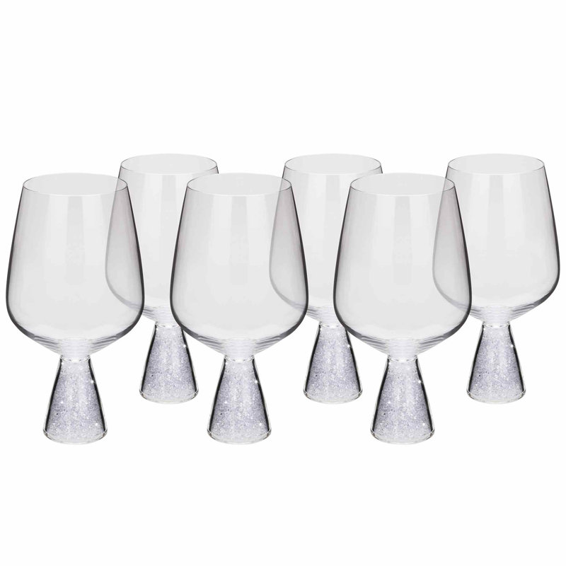 Elegant Stemless Crystal-Filled Wine Glass Set of 6