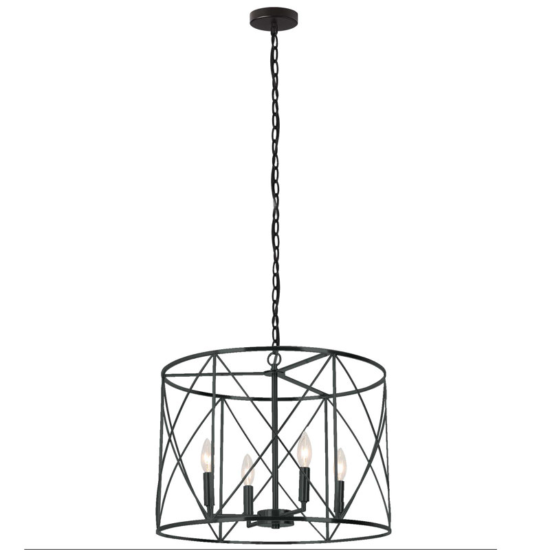 Lustre géométrique à 4 lumières Azizul, Noir mat