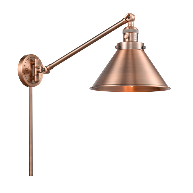 Bras pivotant à 1 lumière Paylor, Incandescent, Cuivre antique, Cuivre antique