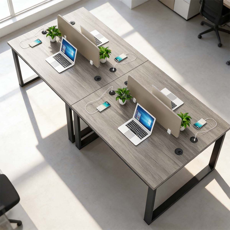 Rectangle Desk Office Suite Benching Workstation, 41.34" H x 94.49" W x 47.24" D, 4