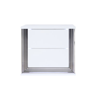 Table de chevet blanche de style moderne avec décor à DEL, rehaussant le décor de votre chambre à coucher à DEL ultrabrillante, attrait décoratif de la chambre à coucher