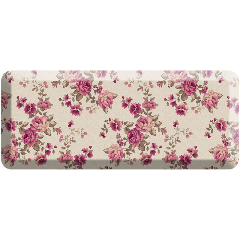 Anti-Fatigue Kitchen Comfort Mat, English Garden Rose Pattern In Heirloom Rose, Runner 1'8" x 4', Heirloom Rose