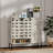44.3"Farmhouse Sideboard Cabinet With Storage,Coffee Bar Console Table With Storage,Rustic Storage Cabinet With Arched Lattice Doors And Drawer -  For Living Room,Kitchen, Entryway Retro White