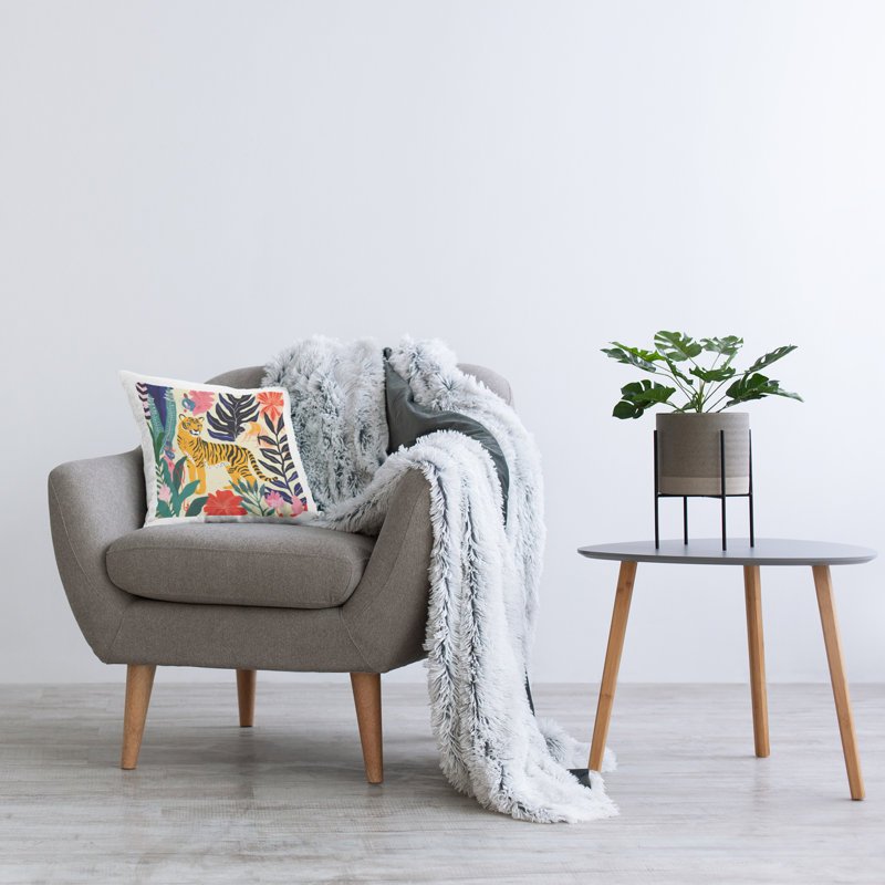 Modern Tiger & Leaves Decorative Square Throw Pillow Set