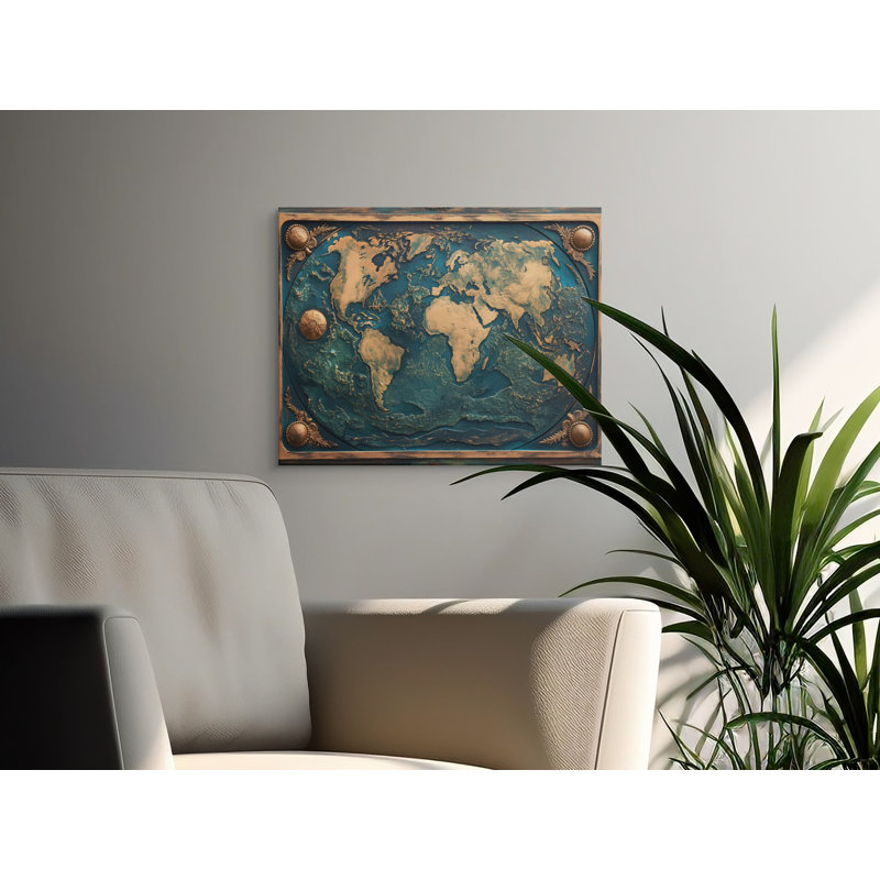 World Map Canvas Wall Art, Gallery Wrapped, Ready to Hang, Global Decor, Statement Piece, 20.32 cm  H  x 25.4 cm  W