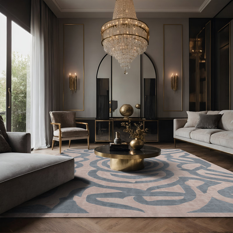Tapis gris soyeux et moelleux, Rectangulaire 3 pi x 5 pi