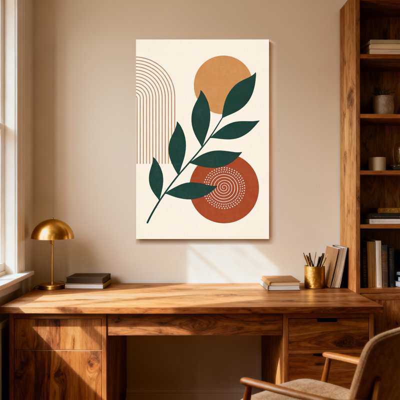 Motif abstrait, abstrait, feuilles, cercles, lignes