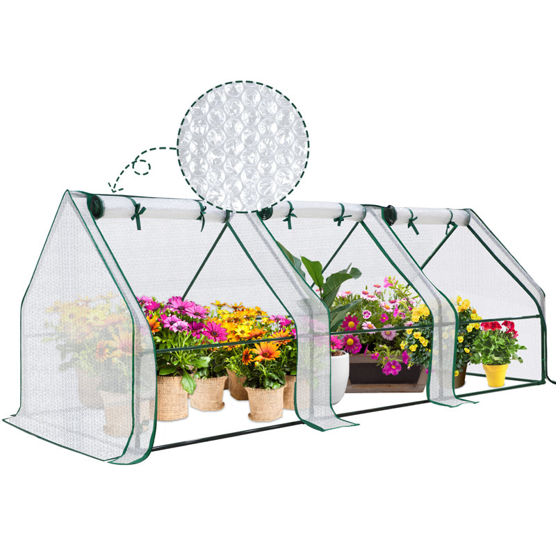 Green 96'' x 36'' x 36'' Mini Tunnel Greenhouse with Bubble Film Cover