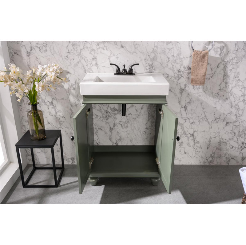 Ensemble de meuble-lavabo simple 24 po Dacion, Étain, vert