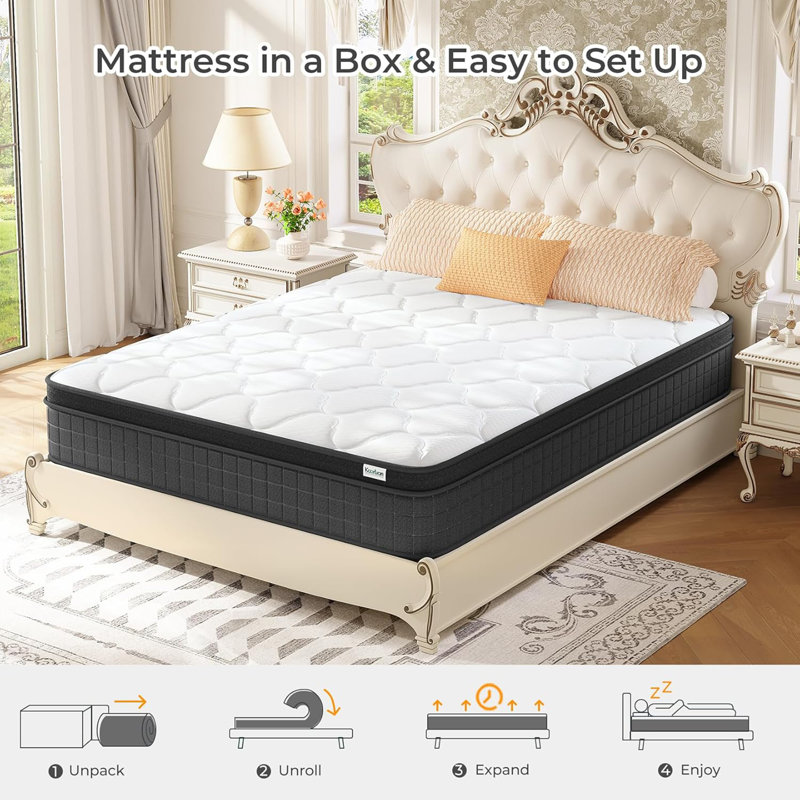 Bosten Brayden Studio 25cm Support Memory Foam Pocket Sprung Zoned Mattress, Super King (6')