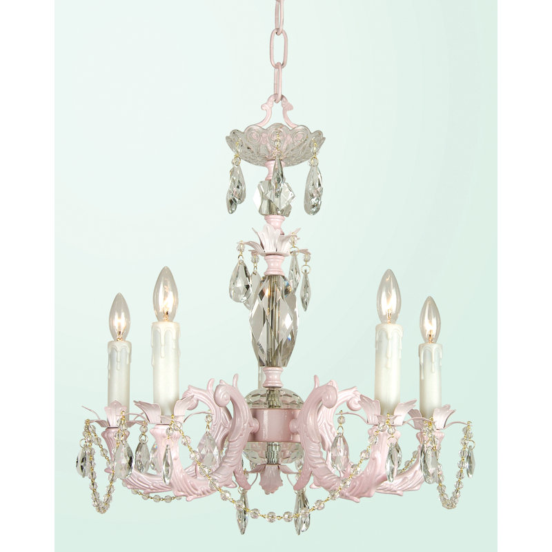SU série 5-lumière bougie-Style Chandelier, Rose