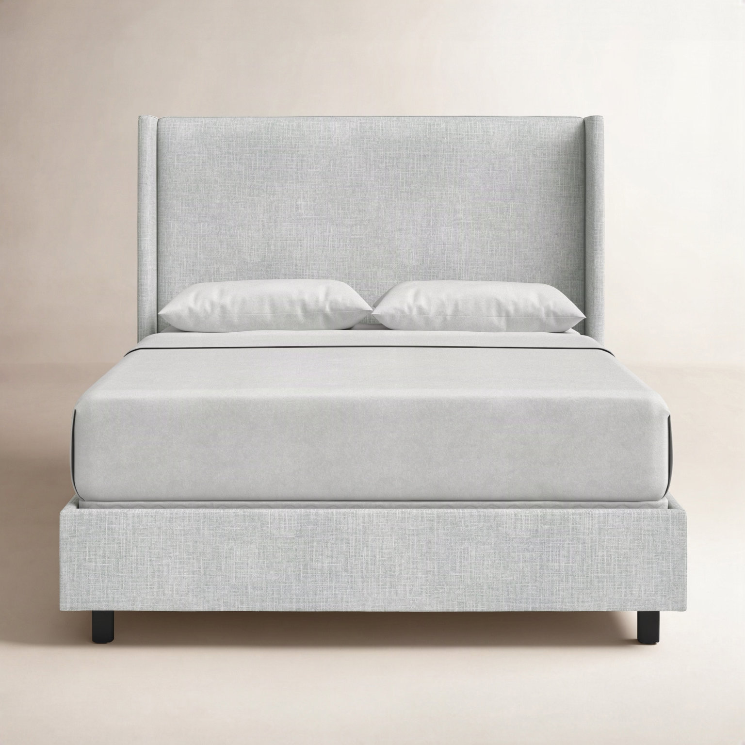 Tilly Upholstered Wingback Bed, Twin, Zuma Pumice Textured Linen