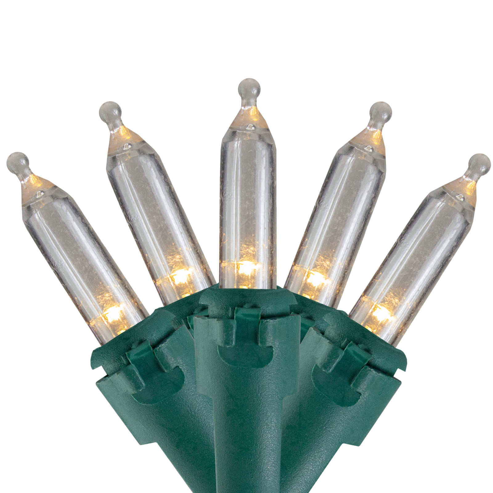 100-Light Warm LED Christmas String Lights, Warm White/Green, 50