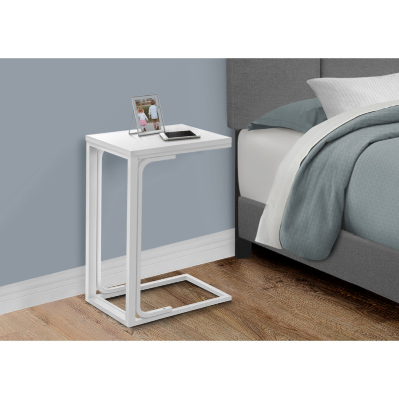 Petite table basse moderne en forme de C, Blanc
