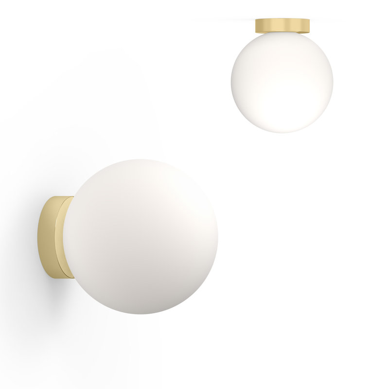 Bola Sphere Globe Flush Mounted Sconce, Brass, 11.6' H x 10" W x 10" D
