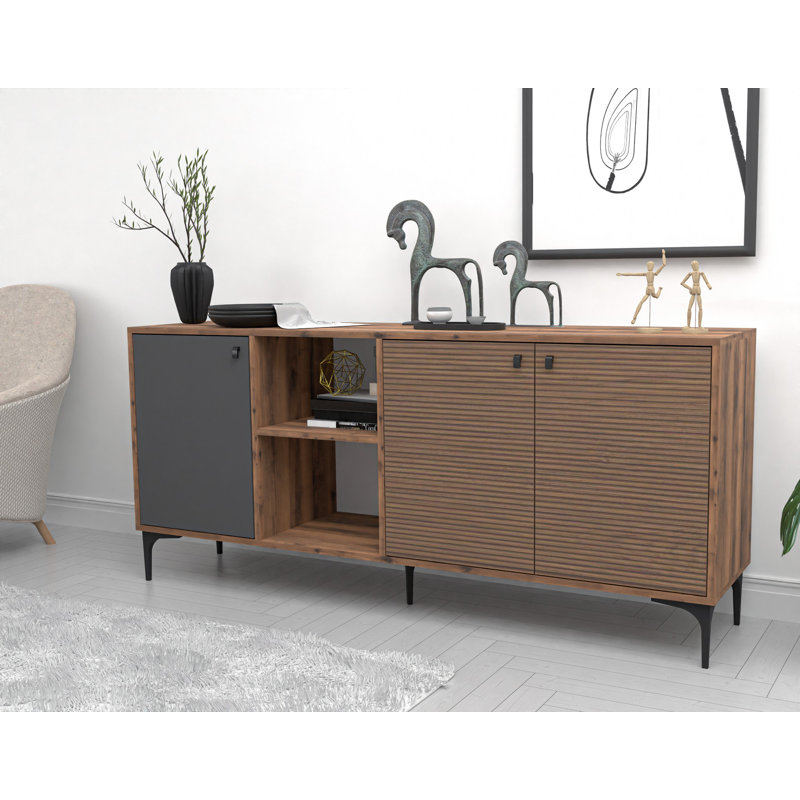 Mezza 80cm Console Table, Walnut/Anthracite