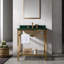 Meuble-lavabo de salle de bain en marbre vert 24 po avec lavabo, structure en acier inoxydable doré, dosseret et tablette de rangement en verre