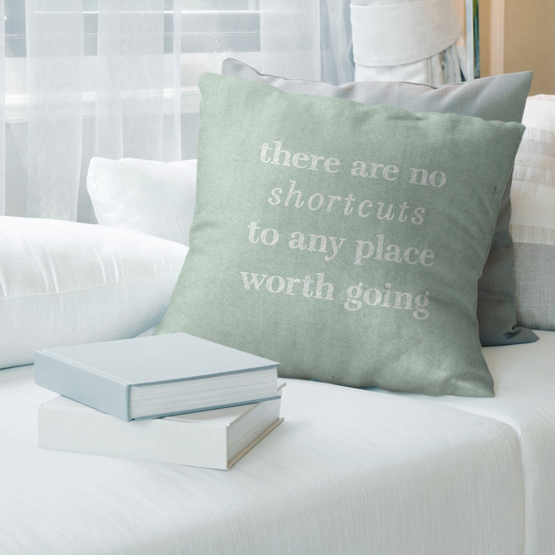 Coussin de cotations à l’écriture, 18 po x 18 po, Vert / blanc