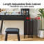 Meuble-lavabo moderne avec lumières DEL et miroir, ensemble de coiffeuse 4 tiroirs avec tabouret, luminosité réglable en 3 couleurs, peu encombrant pour la chambre à coucher, noir