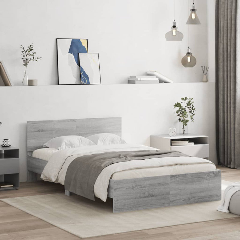 Nobue Bed, Grey Sonoma, Small Double ( 120 x 190 cm)
