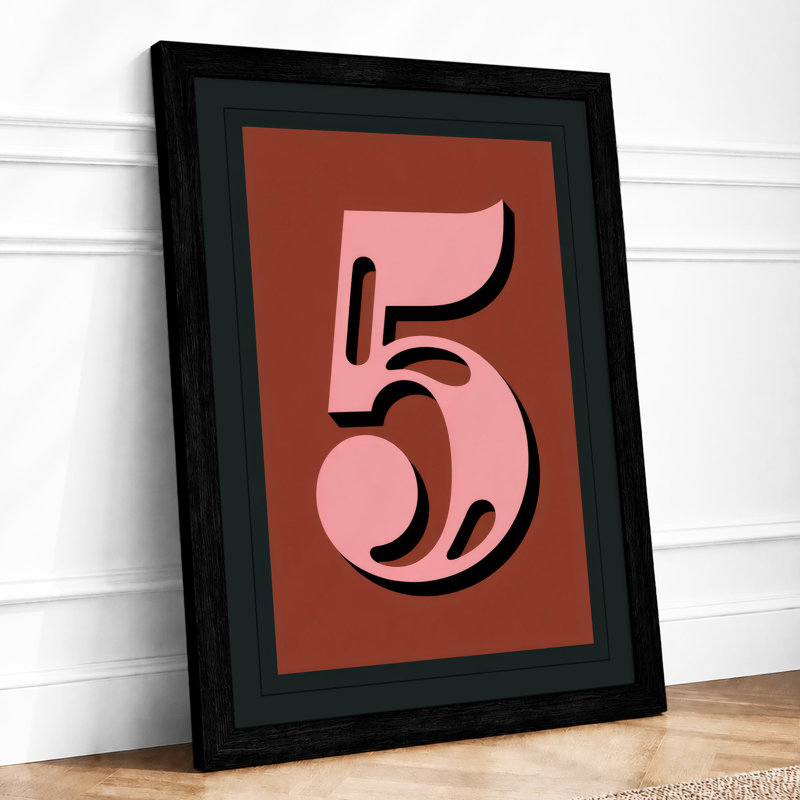 Pink Number Five Typography - Print, A1 - 84.1 x 59.4 cm, Black