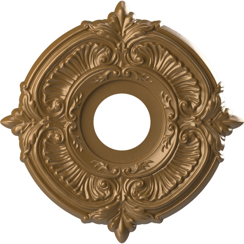 Attica Thermoformed PVC Ceiling Medallion, Metallic Gold Rush, 13" H x 13" W x 0.75" D