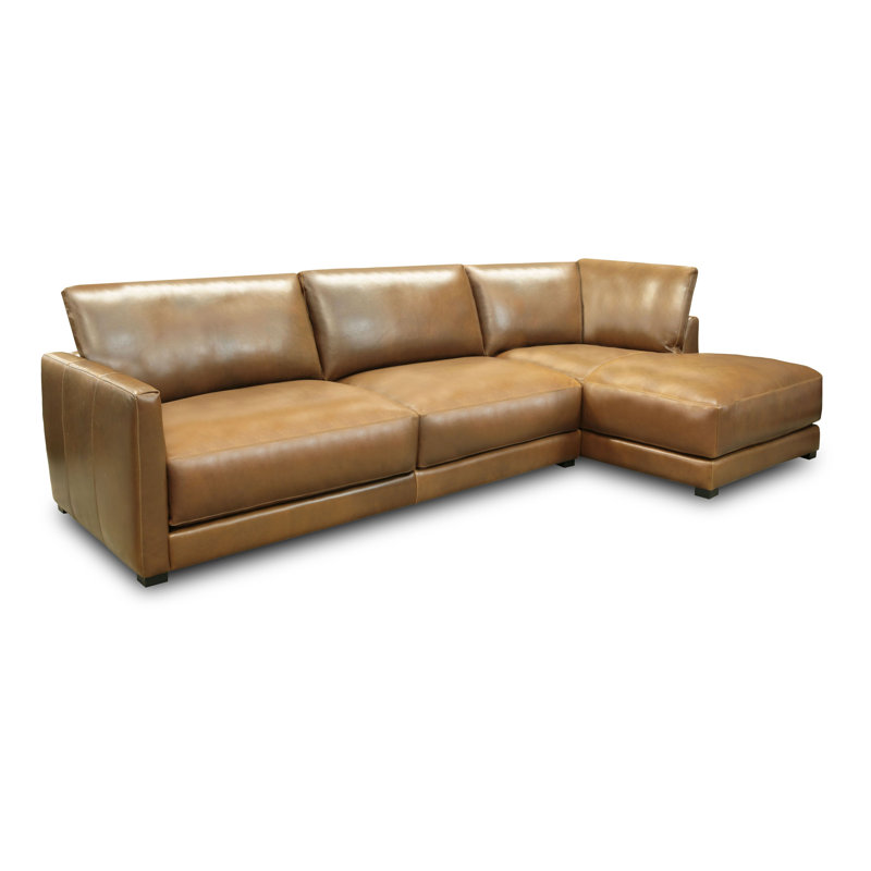 Leather Modular Chaise Sectional, Right Hand Facing