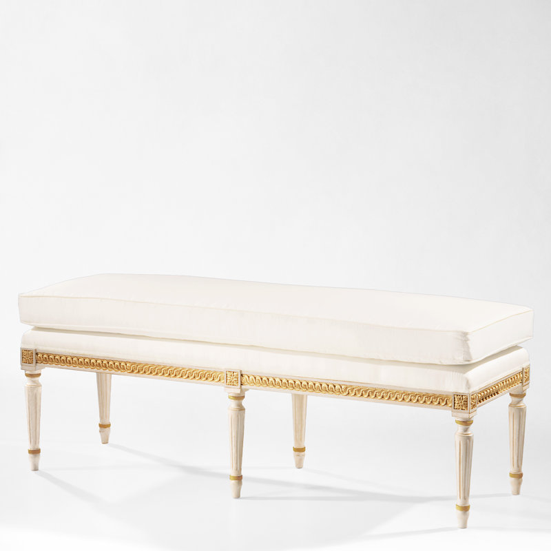 AMALIA White Bench, Antique Gold