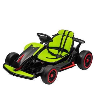Kids Electric Drift Go Kart 24V with Adjustable Seat Dual Motors LED Lights for Ages 6-12