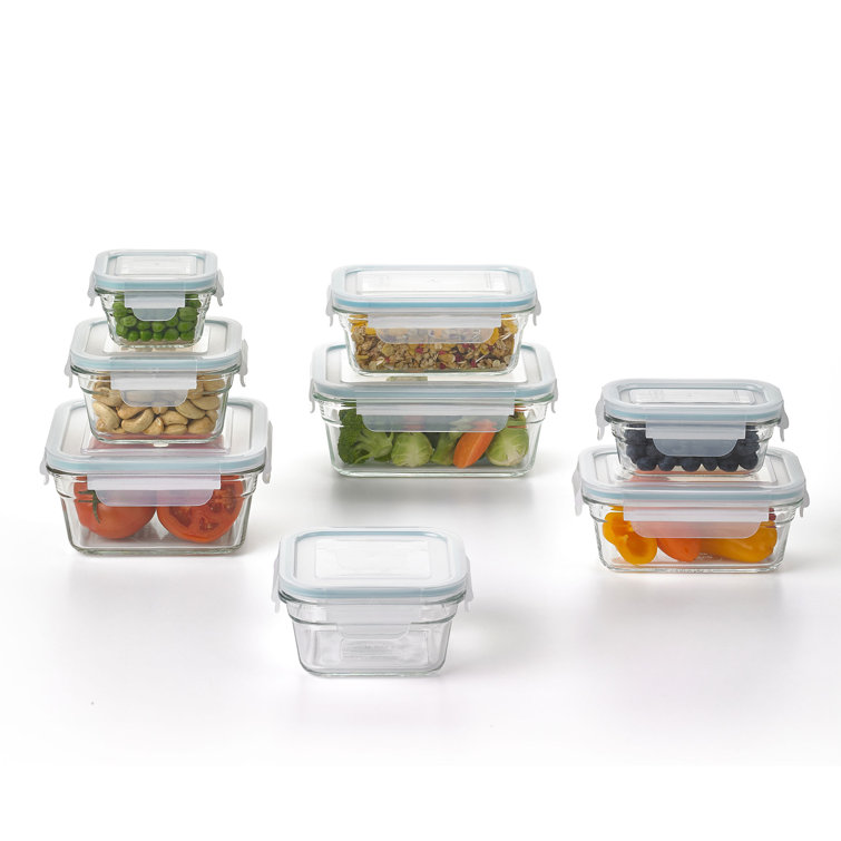 Glasslock] 30oz/900ml Square Food Storage Containers, 8-Pcs Set