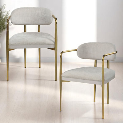 Fauteuil en chenille et or beige (ensemble de 2)