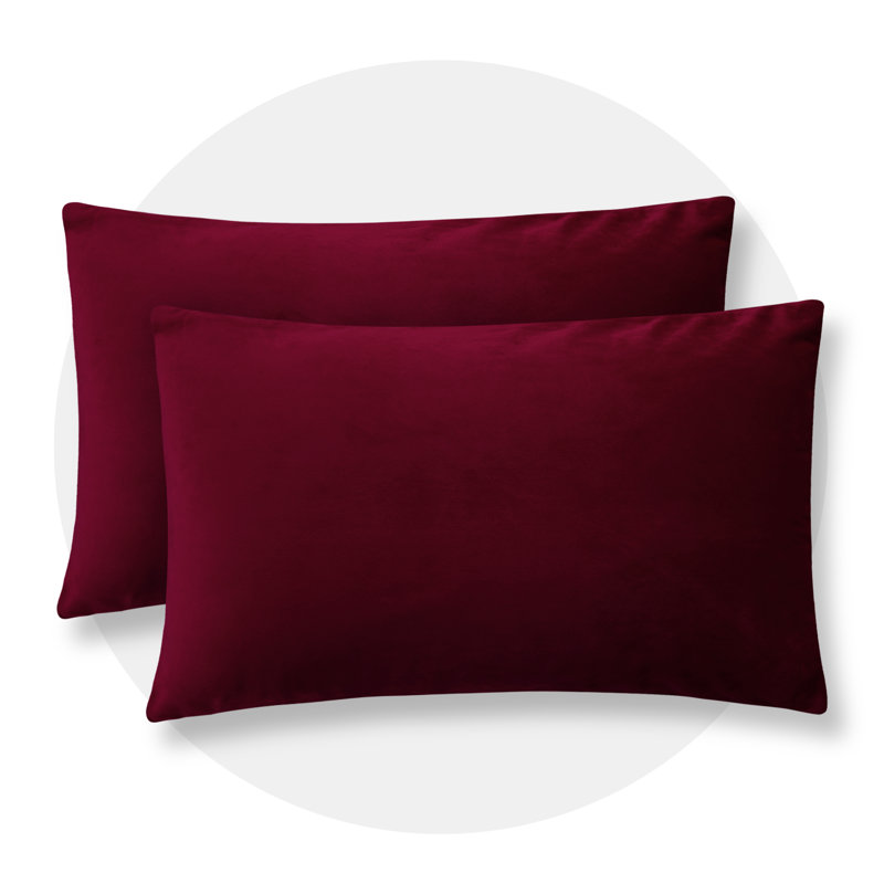 Rectangular Velvet Pillow Cover, Dark Red
